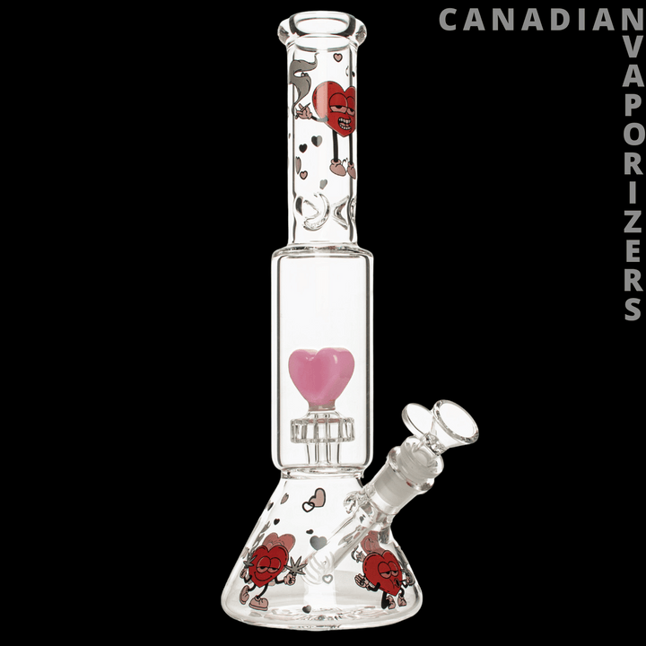 Red Eye Glass 12" Dual Chamber Valentines Water Pipe