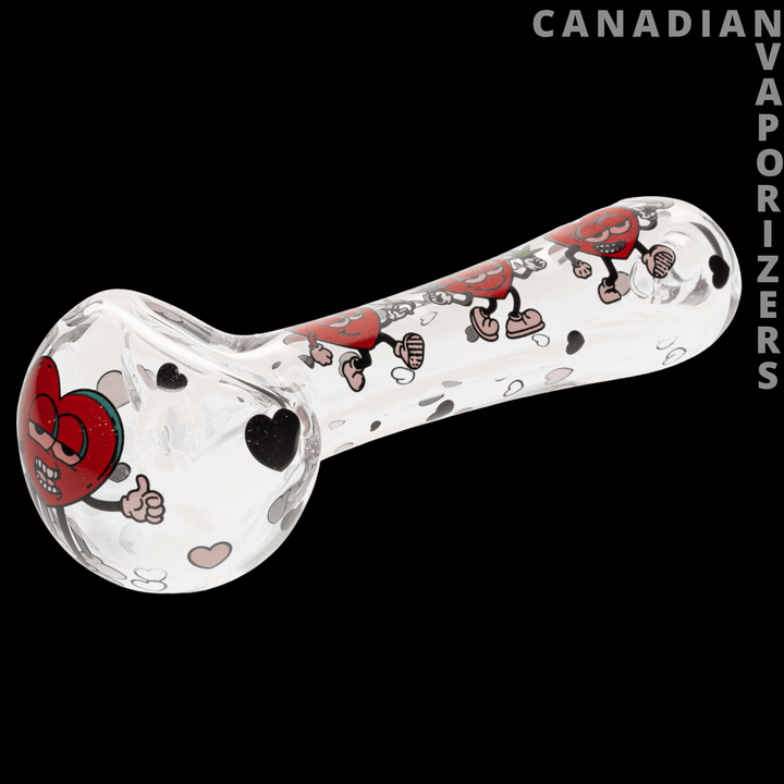 Red Eye Glass 4.5" Hearts Spoon Hand Pipe