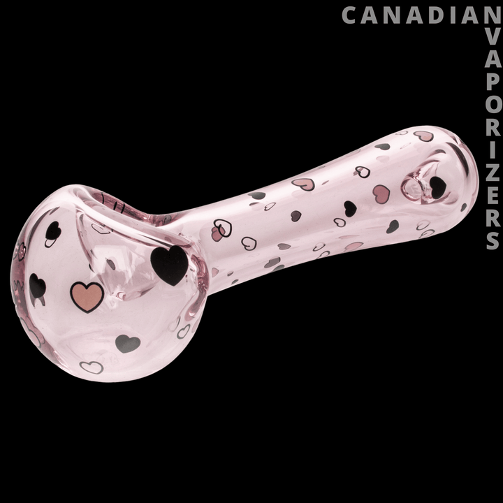 Red Eye Glass 4.5" Hearts Spoon Hand Pipe