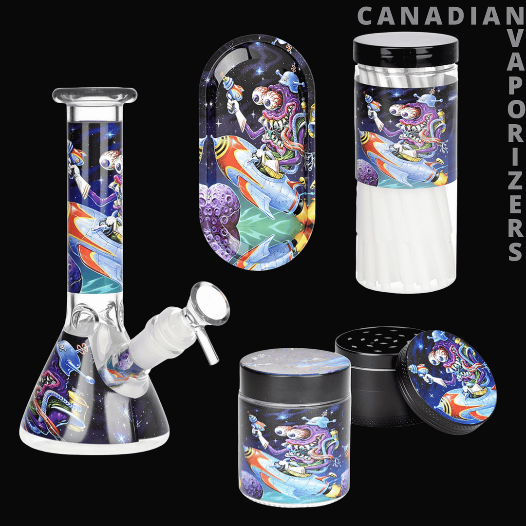 Space Monster Glass Beaker Water Pipe Smoking Set 7.75"