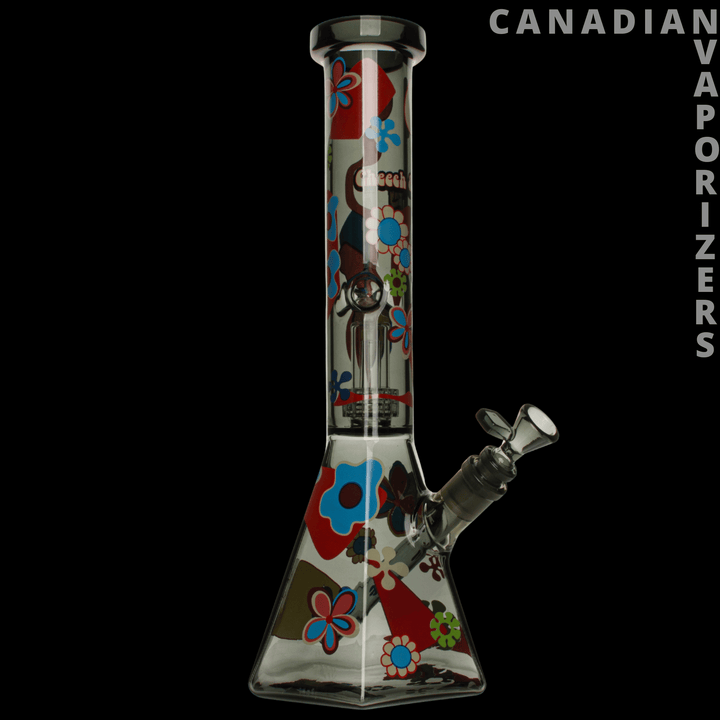 Cheech & Chong Glass 15" Power to the Flower Dual Chamber Hex Beaker Base Water Pipe - Canadian Vaporizers