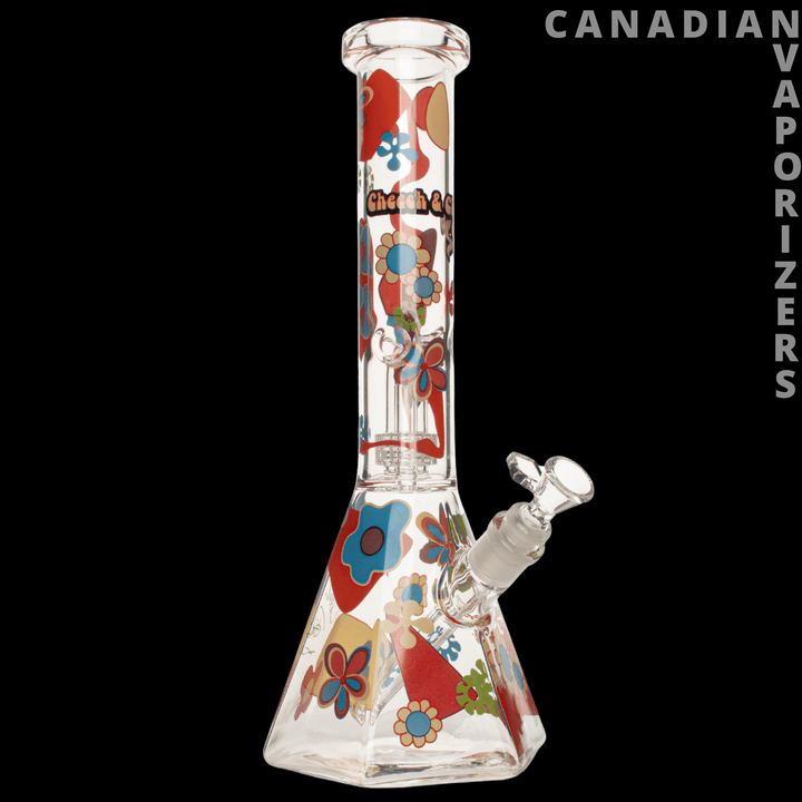 Cheech & Chong Glass 15" Power to the Flower Dual Chamber Hex Beaker Base Water Pipe - Canadian Vaporizers