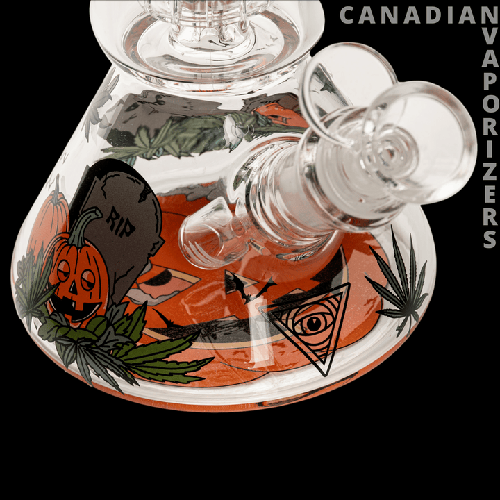 Red Eye Glass 12" Dual Chamber Jack - O - Lantern Water Pipe - Canadian Vaporizers