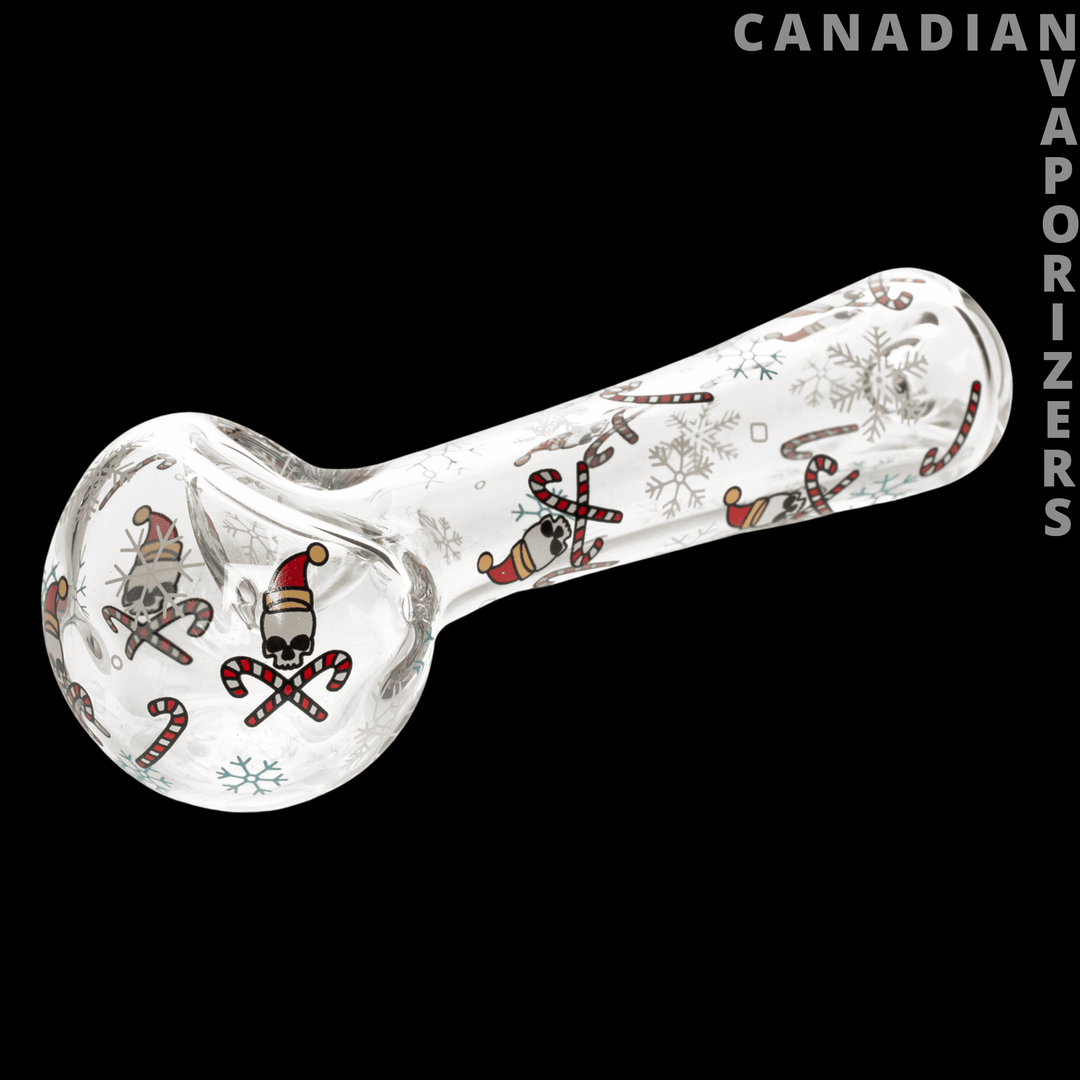 Red Eye Glass 4.5" Skull & Crosscanes Spoon Hand Pipe - Canadian Vaporizers