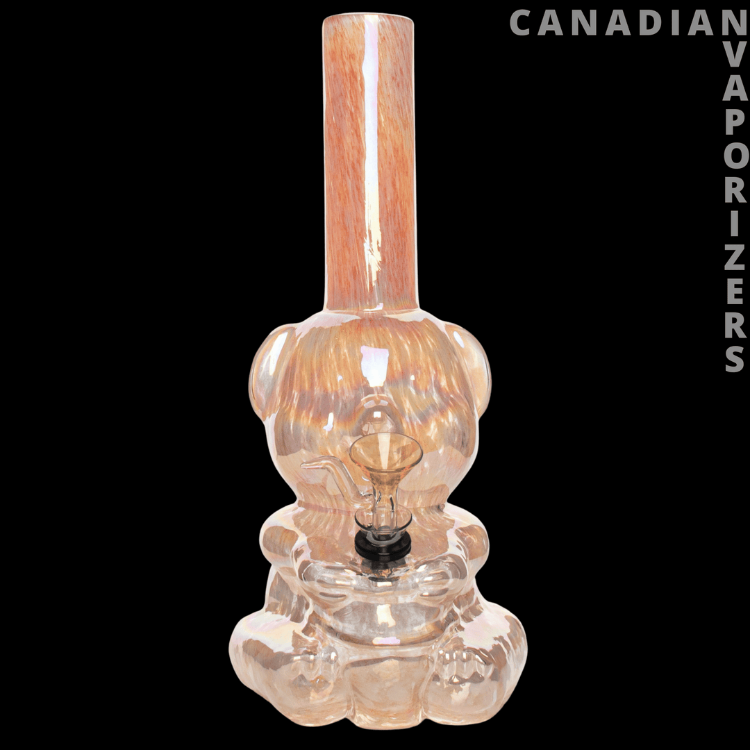 Retro Glass 10" Platinum Metallic Bear Water Pipe - Canadian Vaporizers