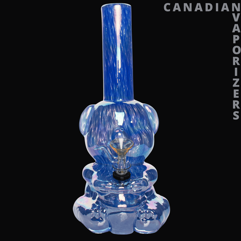 Retro Glass 10" Platinum Metallic Bear Water Pipe - Canadian Vaporizers