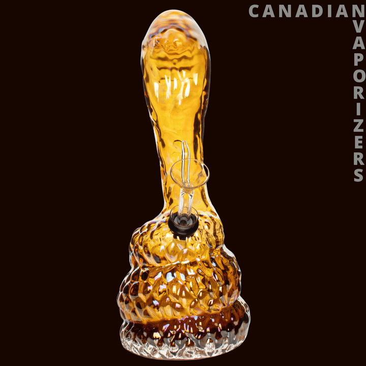 Retro Glass 10" Platinum Metallic Cobra Water Pipe - Canadian Vaporizers