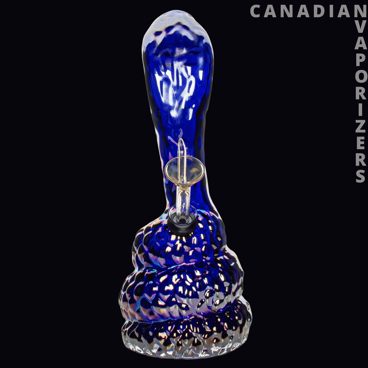 Retro Glass 10" Platinum Metallic Cobra Water Pipe - Canadian Vaporizers