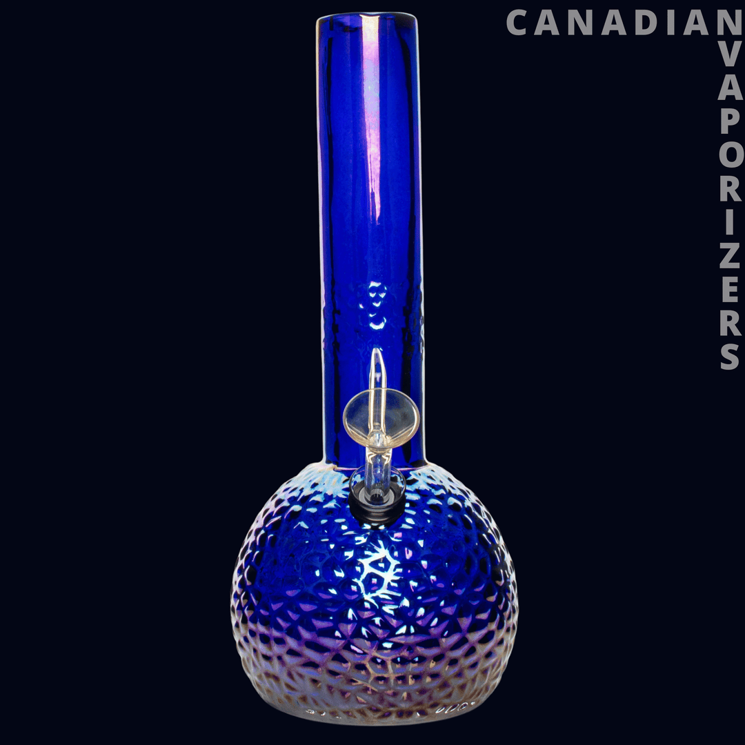 Retro Glass 10" Platinum Metallic Hammered Bubble Base Water Pipe - Canadian Vaporizers