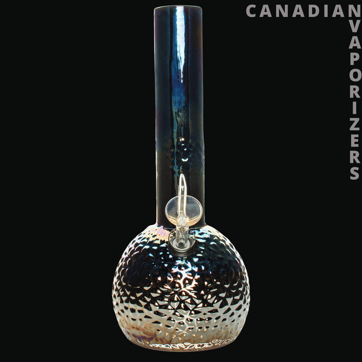 Retro Glass 10" Platinum Metallic Hammered Bubble Base Water Pipe - Canadian Vaporizers