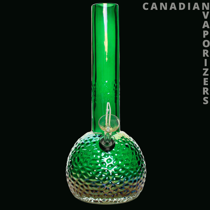 Retro Glass 10" Platinum Metallic Hammered Bubble Base Water Pipe - Canadian Vaporizers