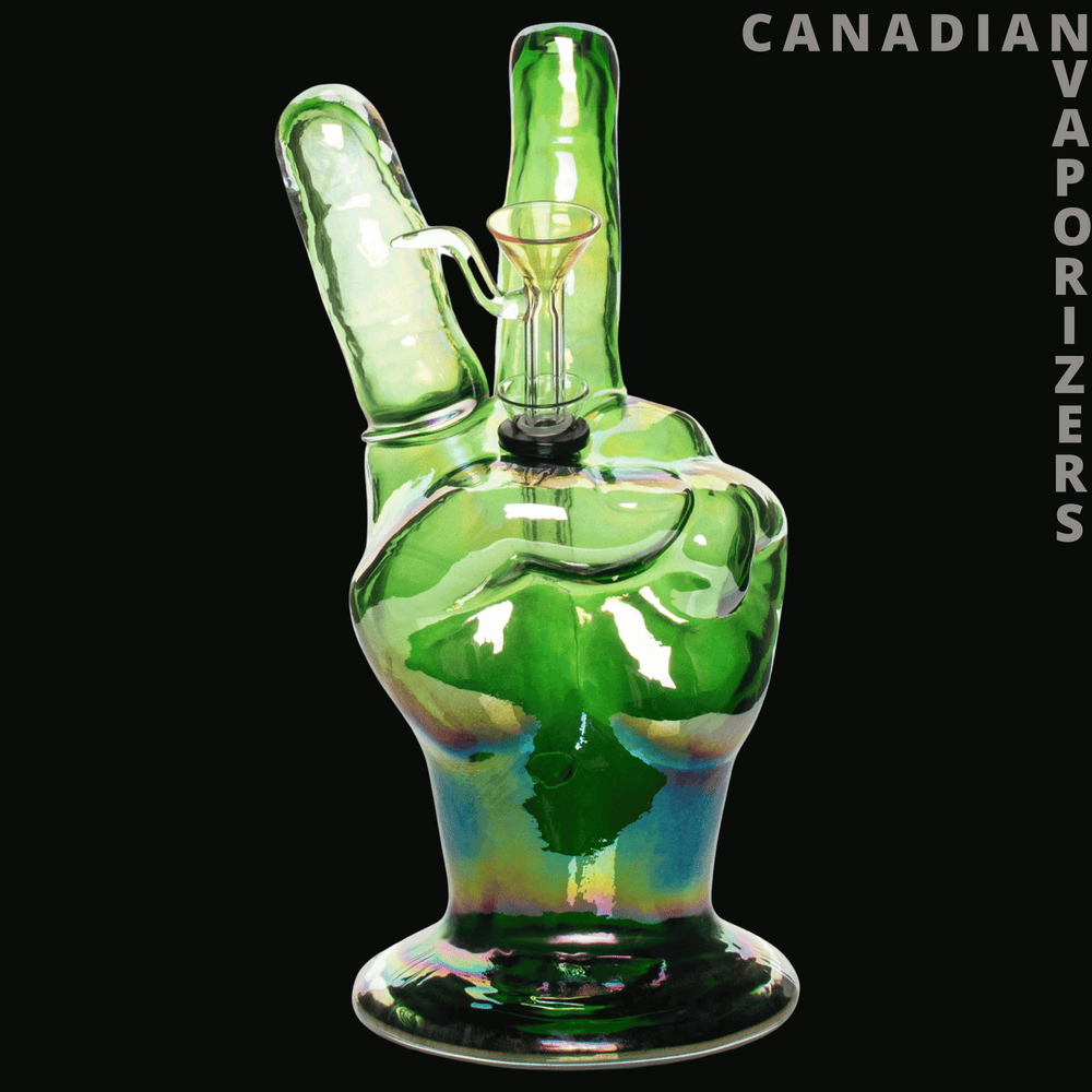 Retro Glass 10" Platinum Metallic Peace Sign Water Pipe - Canadian Vaporizers