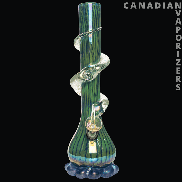 Retro Glass 12" Glow - in - the - Dark Bubble Base Water Pipe - Canadian Vaporizers