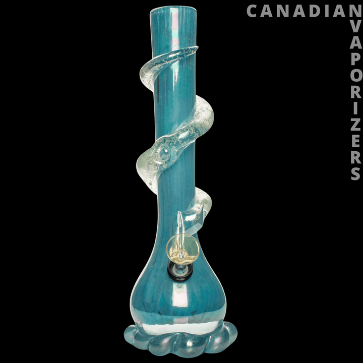 Retro Glass 12" Glow - in - the - Dark Bubble Base Water Pipe - Canadian Vaporizers