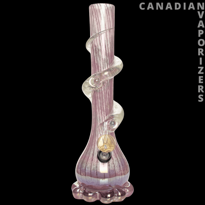 Retro Glass 12" Glow - in - the - Dark Bubble Base Water Pipe - Canadian Vaporizers