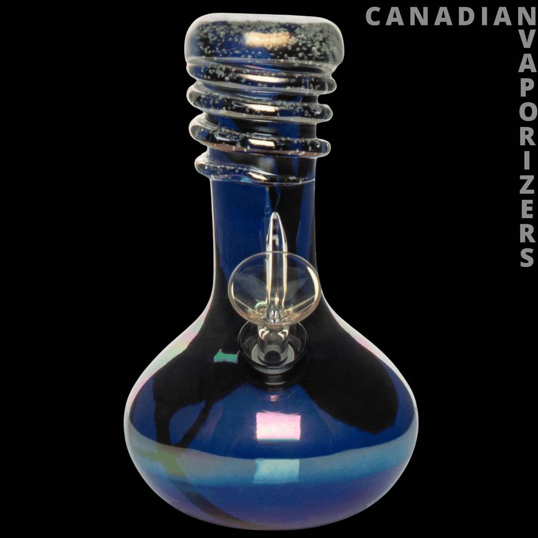 Retro Glass 7" Glow - in - the - Dark Bubble Base Water Pipe - Canadian Vaporizers