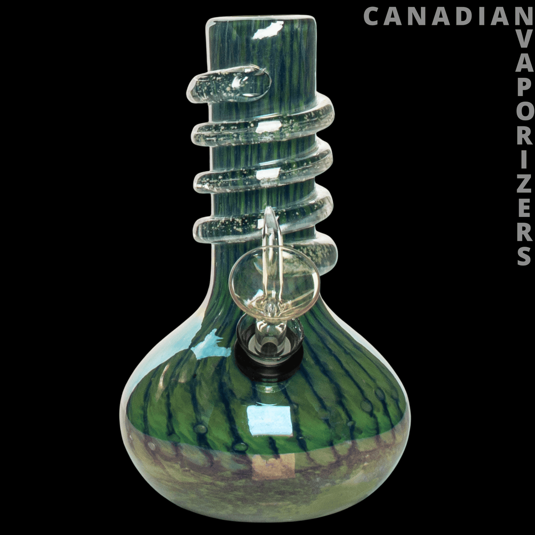 Retro Glass 7" Glow - in - the - Dark Wide Bubble Base Water Pipe - Canadian Vaporizers