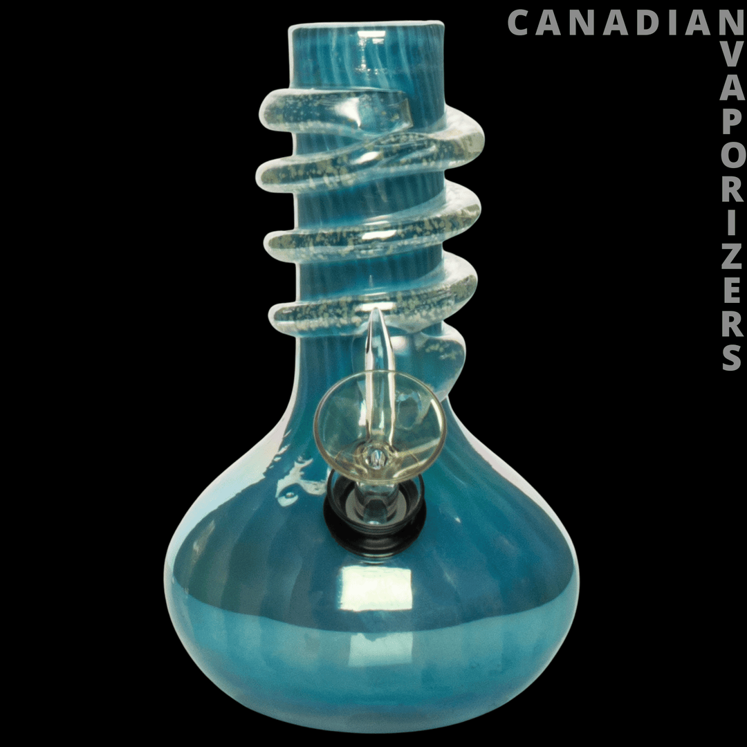 Retro Glass 7" Glow - in - the - Dark Wide Bubble Base Water Pipe - Canadian Vaporizers