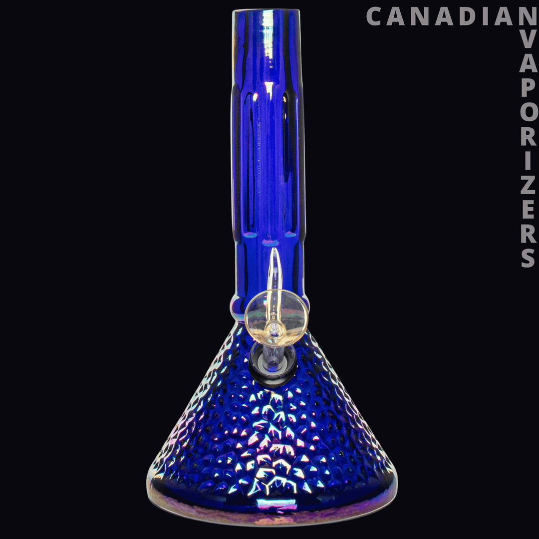 Retro Glass 9" Platinum Metallic Hammered Beaker Base Water Pipe - Canadian Vaporizers