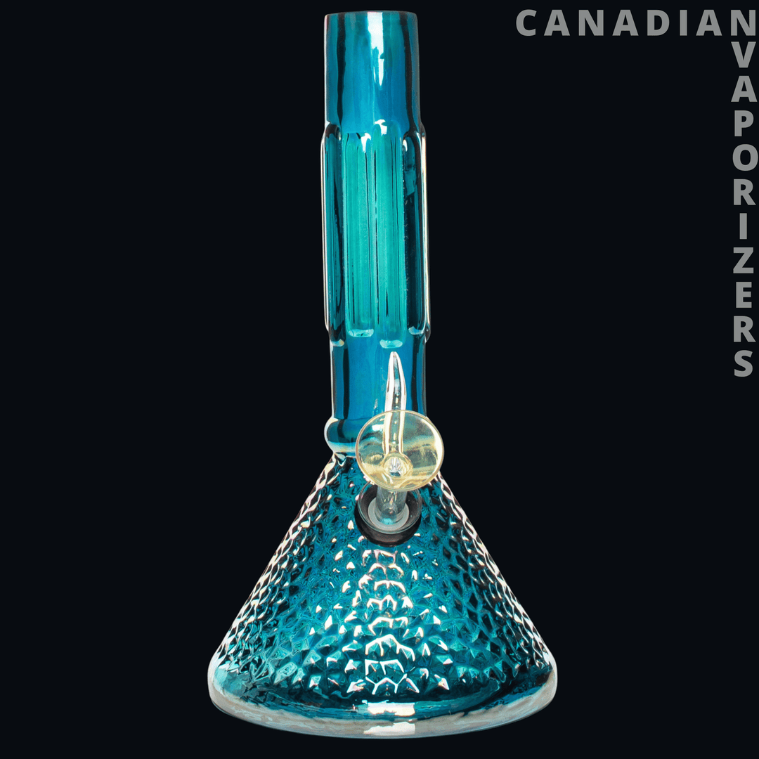 Retro Glass 9" Platinum Metallic Hammered Beaker Base Water Pipe - Canadian Vaporizers