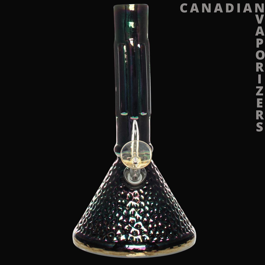 Retro Glass 9" Platinum Metallic Hammered Beaker Base Water Pipe - Canadian Vaporizers