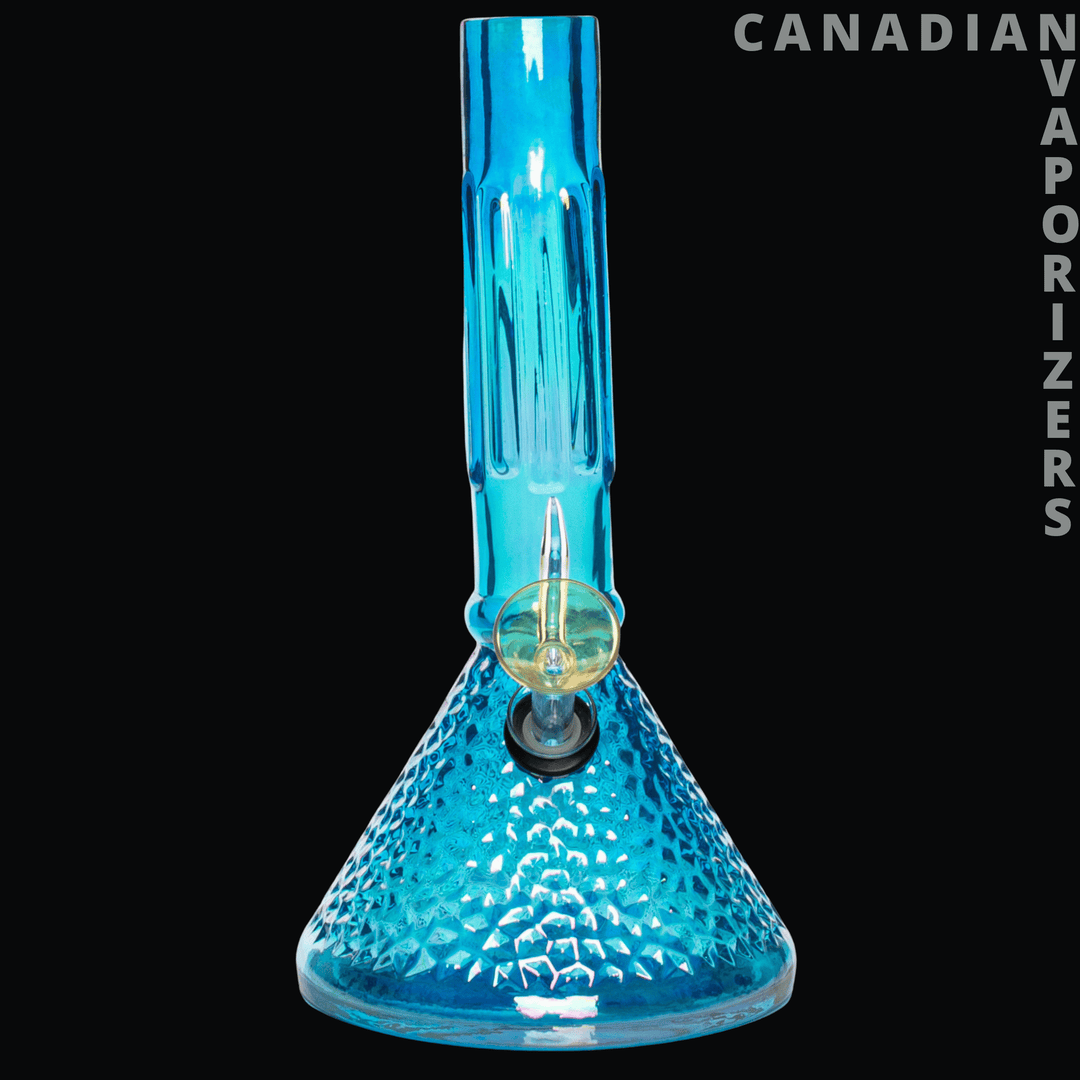 Retro Glass 9" Platinum Metallic Hammered Beaker Base Water Pipe - Canadian Vaporizers